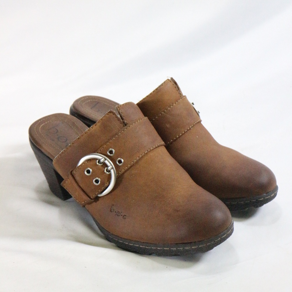 BORN SHOES Brown Leather Buckle Strap Mules Sz 7 US Women - Picture 6 of 8